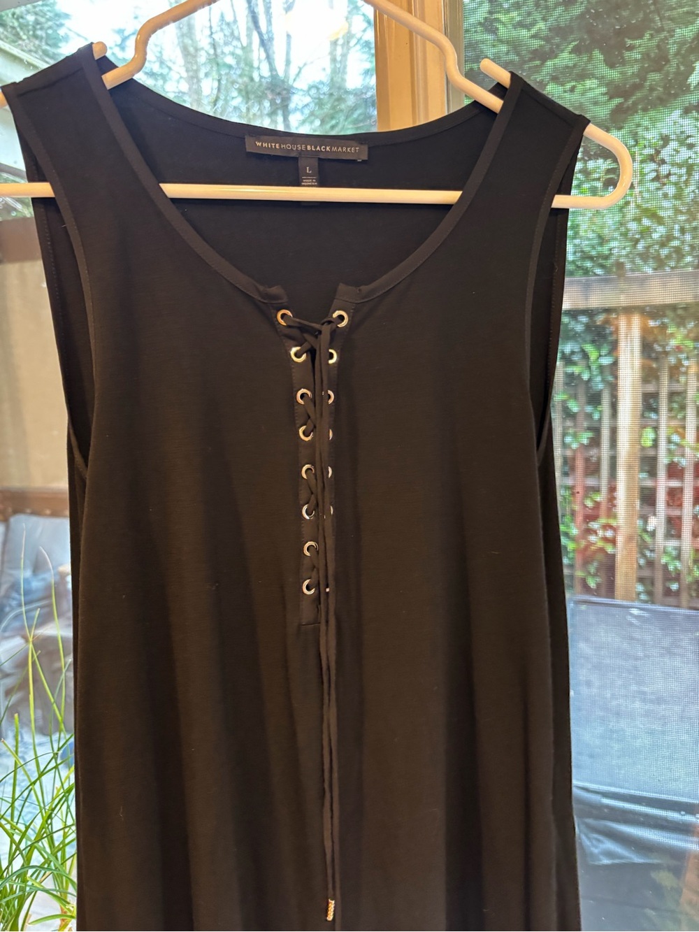 White House Black Market Black Lace-Up Tank Top